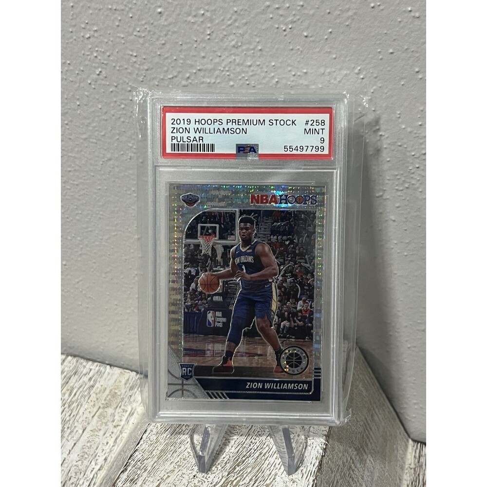 2019-20 Hoops Premium Stock Zion Williamson #258 Pulsar Prizm Rookie RC PSA 9